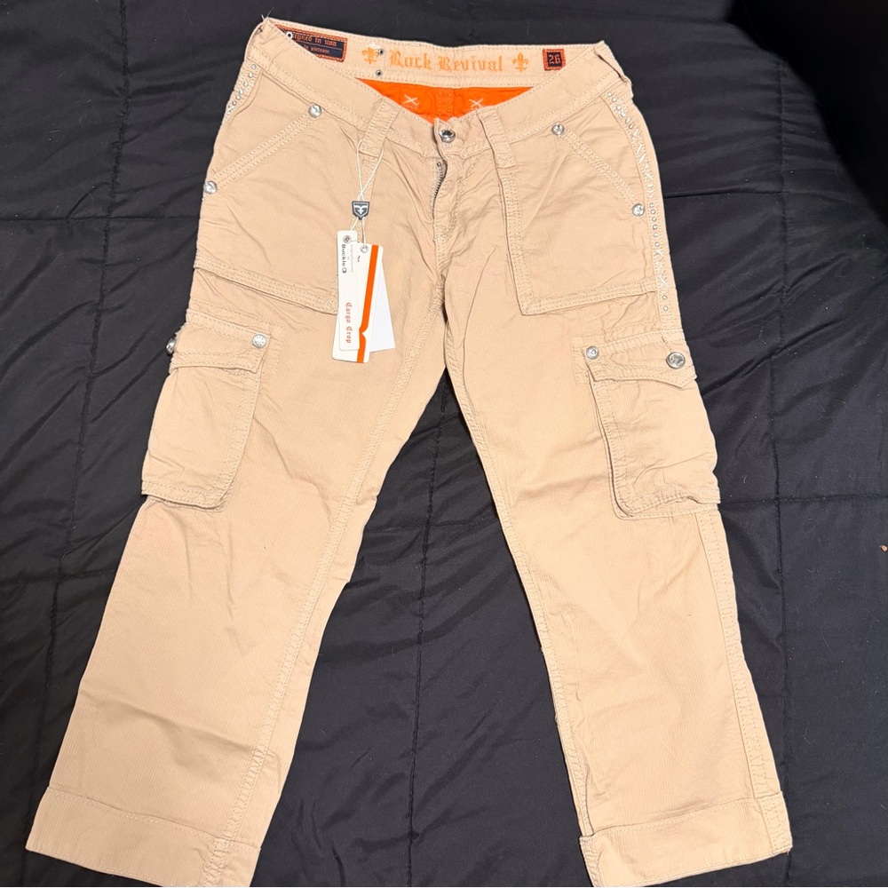 Rock Revival Khaki Cargo Capri NEW with tags on